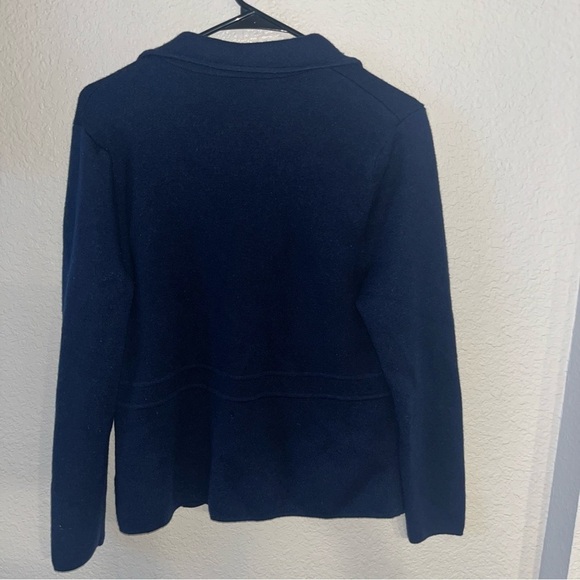 Talbots 100% Pure Merino Wool Navy Button Up Cardigan Size Large - Picture 8 of 10